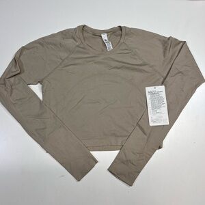 NWT Lululemon Swiftly Tech Cropped Long Sleeve 2.0 Women’s Size 10 Mojave Tan